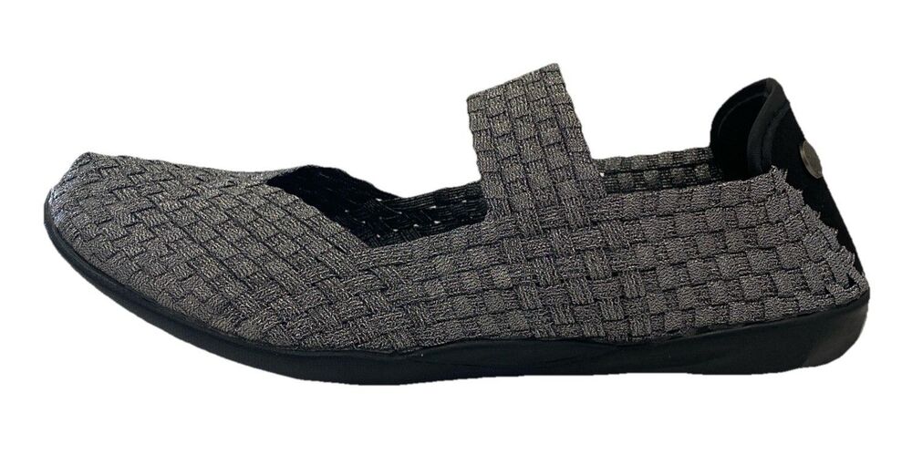 Bernie Mev Cuddly Pewter Metallic Woven Mary Jane Flats EU 42 US 10.5 - 11 NEW